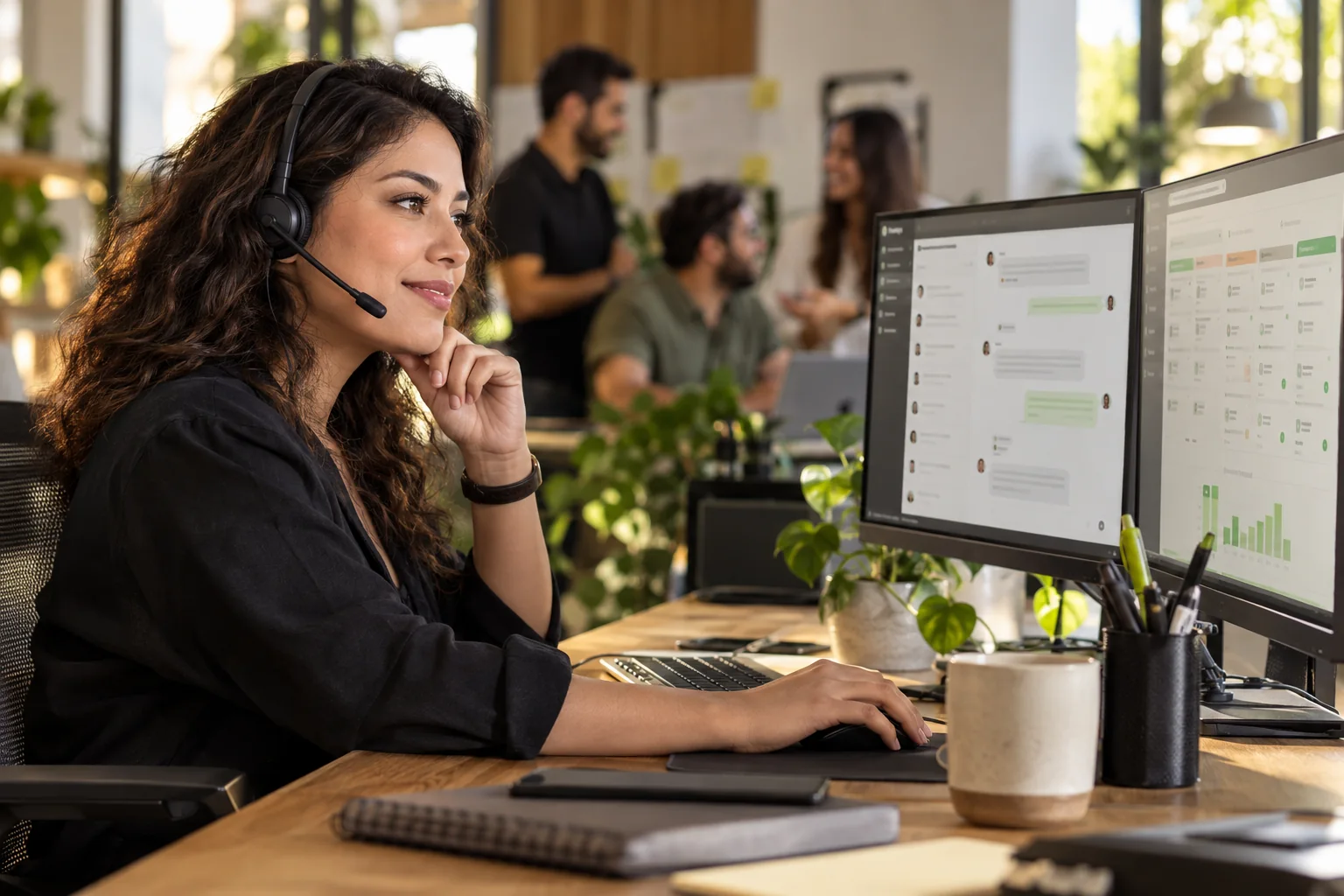 Especialista de atención al cliente gestionando conversaciones y ventas.